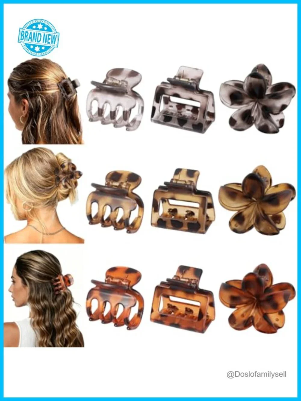 9 Pcs Small Hair Claws for Thin Hair, Medium Hair Clips, Floral Square Hair